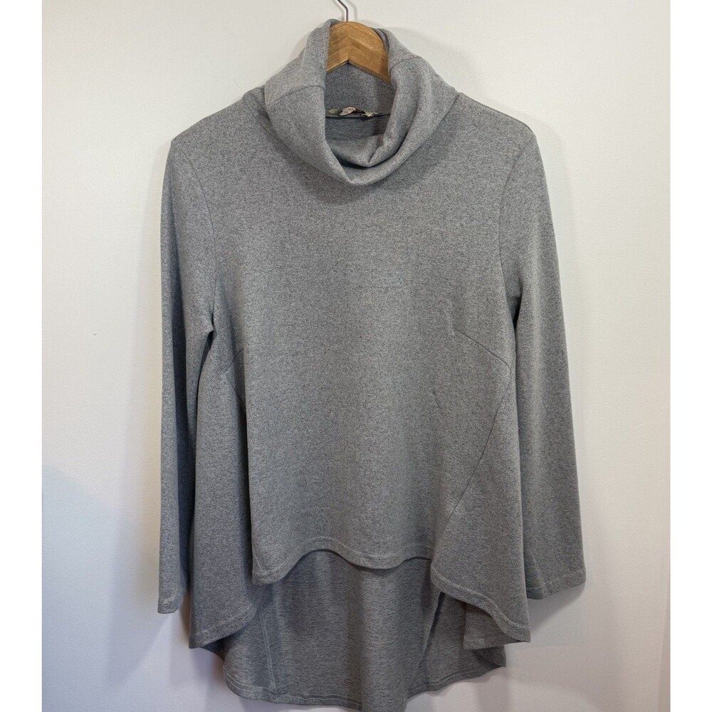 Aryeh Roll Neck Sweater Large Gray Hi-Lo Hem Lagenlook Winter Basics
